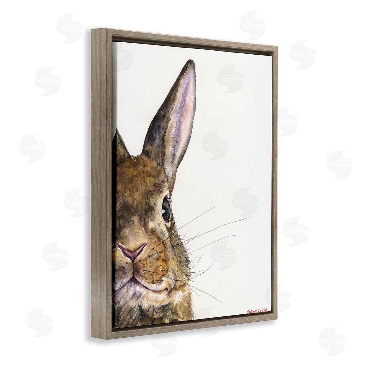 George Dyachenko Farm Rabbit Gaze Adorable Whiskered Animal Brown Floater Frame Canvas Art