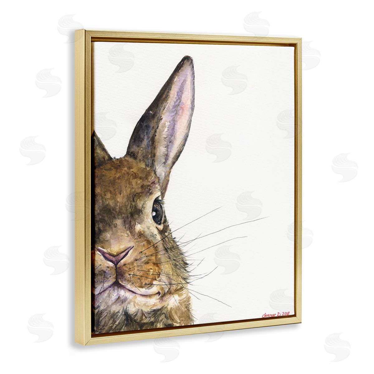 George Dyachenko Farm Rabbit Gaze Adorable Whiskered Animal Gold Floater Frame Canvas Art