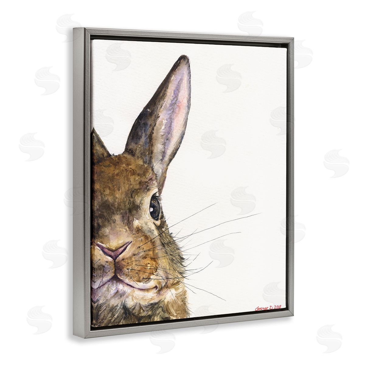 George Dyachenko Farm Rabbit Gaze Adorable Whiskered Animal Gray Floater Frame Canvas Art