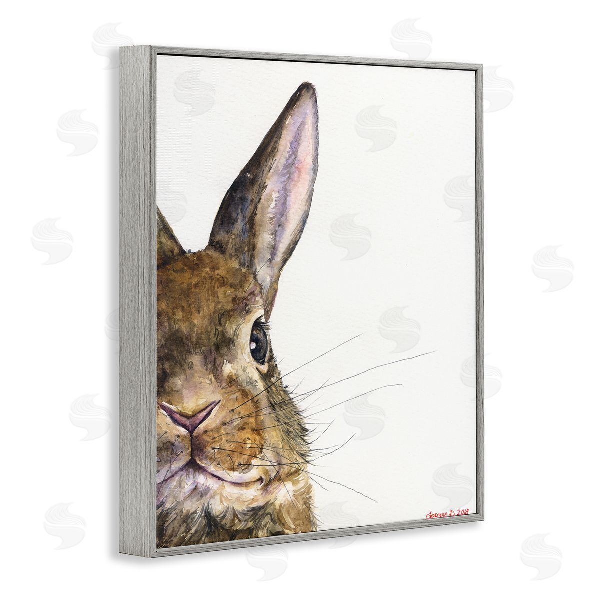 George Dyachenko Farm Rabbit Gaze Adorable Whiskered Animal Gray Framed Giclee Wall Art