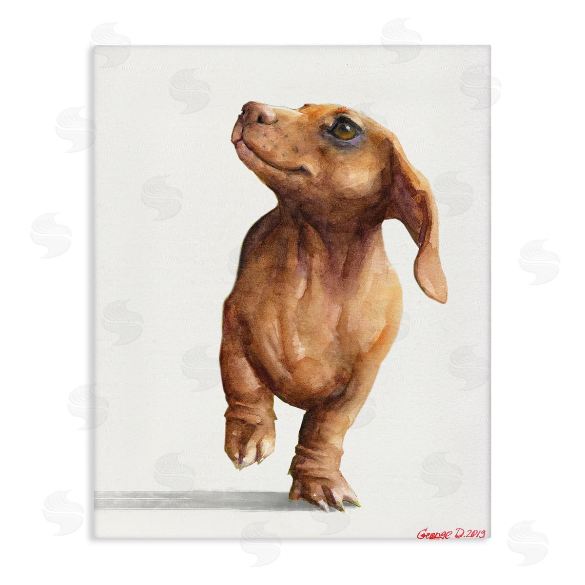 George Dyachenko Little Dachshund Dog Strutt Adorable Pet Portrait Canvas Wall Art