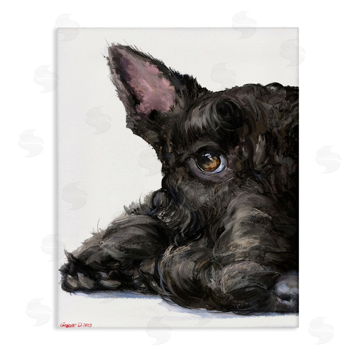 George Dyachenko Sleepy Scottish Terrier Portrait Adorable Pet Dog Canvas Wall Art