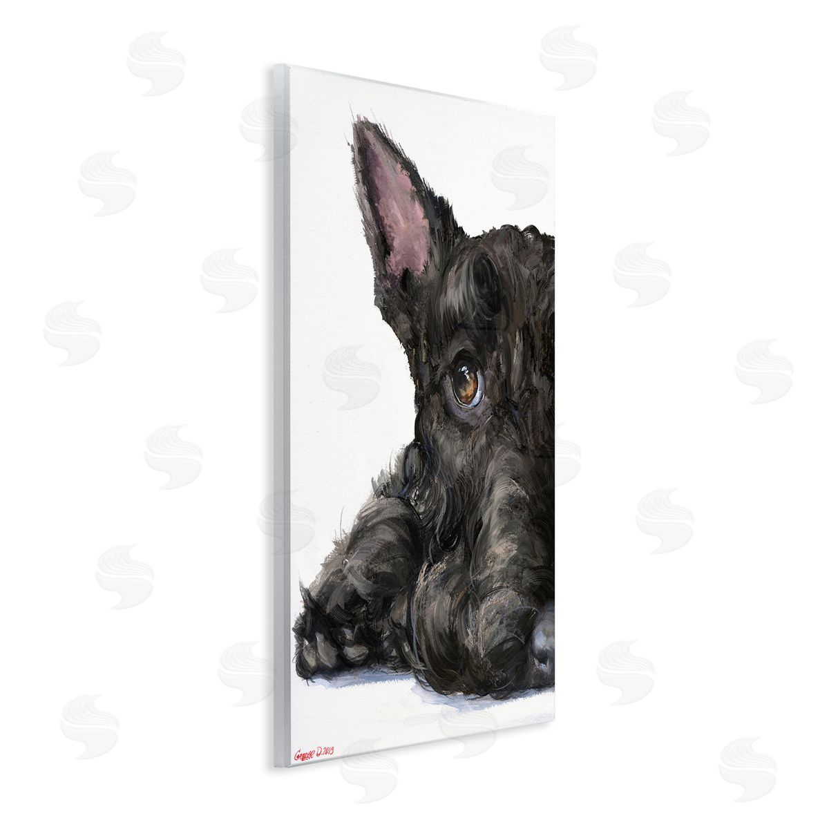 George Dyachenko Sleepy Scottish Terrier Portrait Adorable Pet Dog Wall Plaque Art