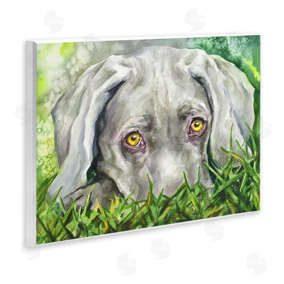George Dyachenko Weimaraner Puppy Dog Resting In Green Grass Wall Plaque Art