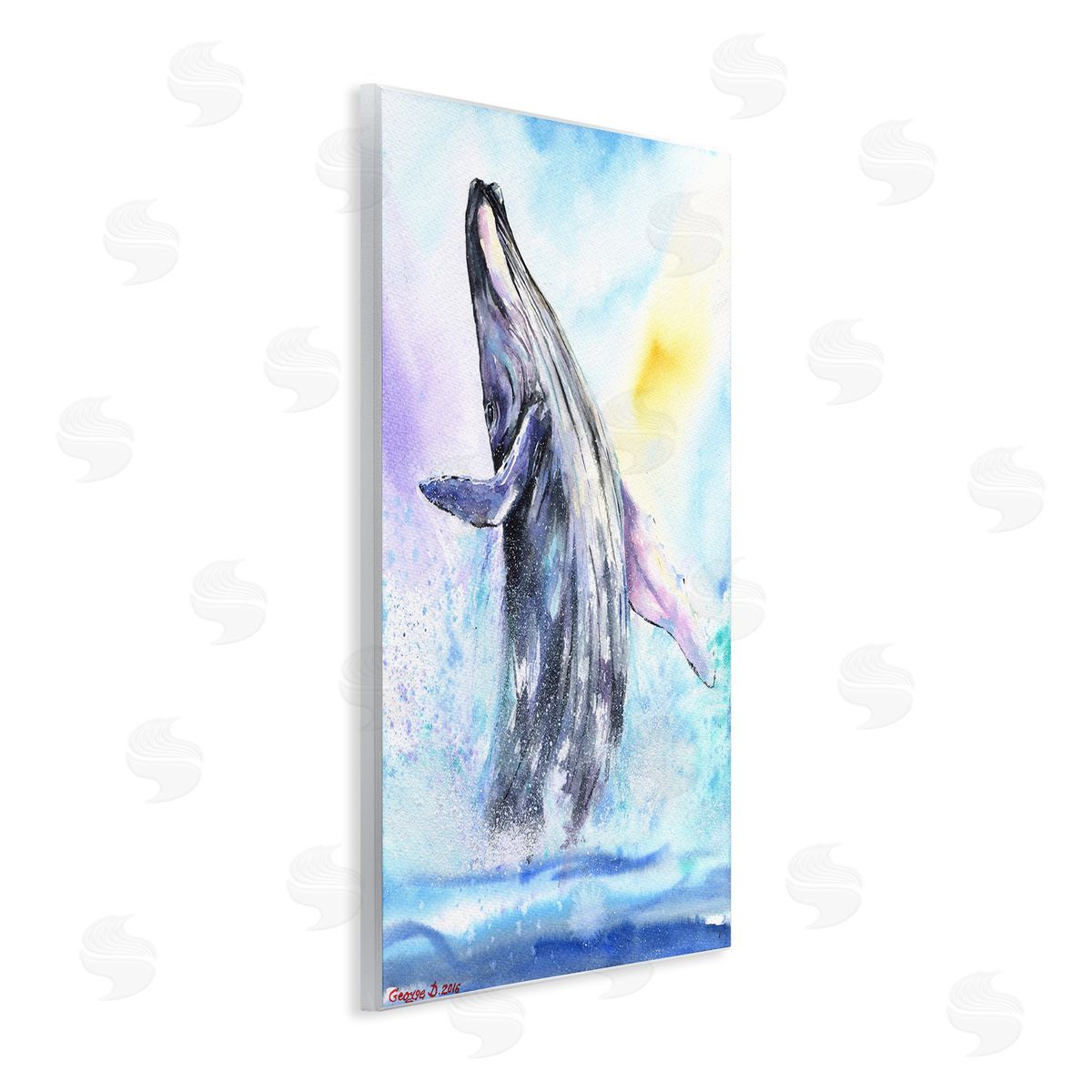 George Dyachenko Humpback Whale Ocean Jump Blue Water Wall Plaque Art