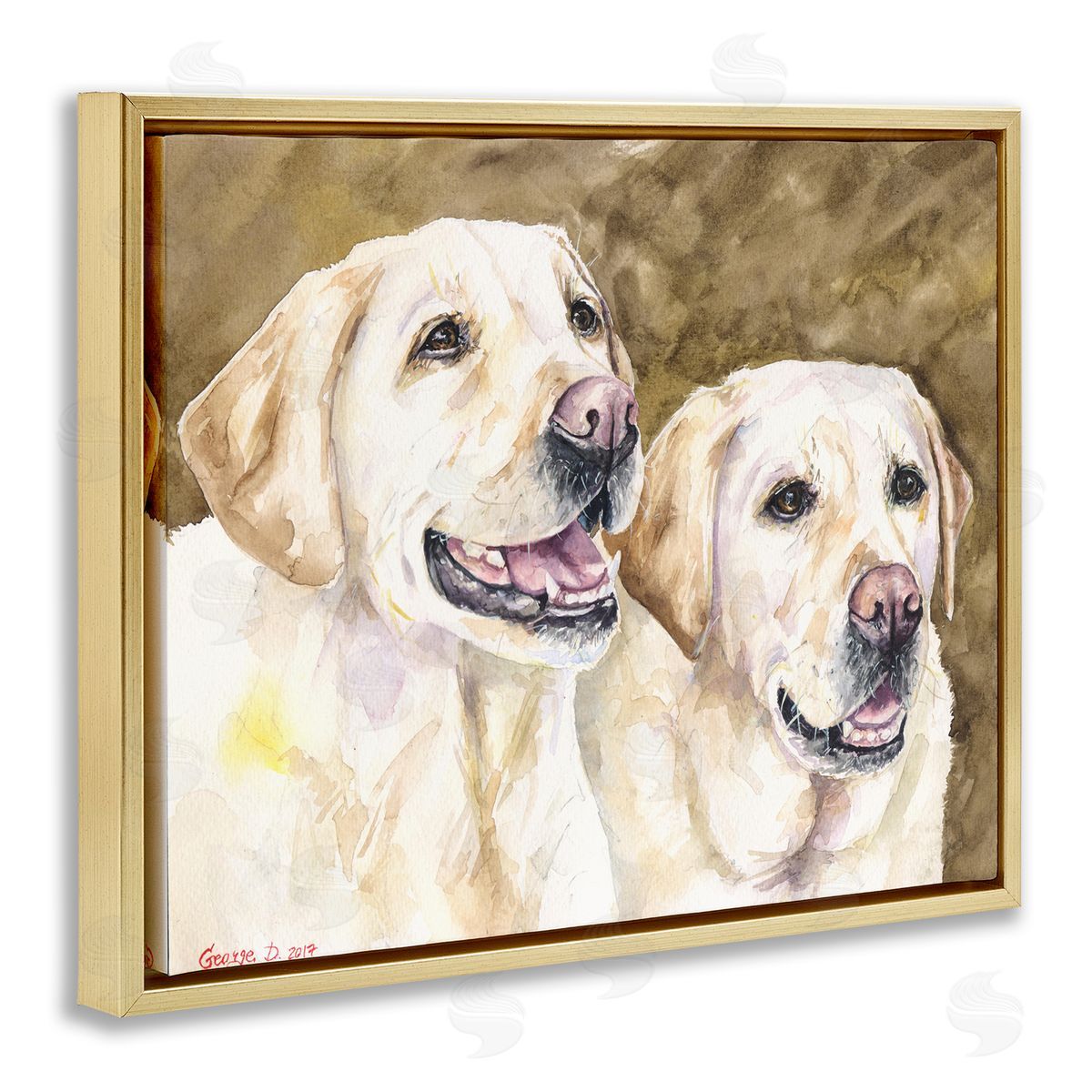 George Dyachenko Yellow Labrador Friends Pet Dogs Resting Gold Floater Frame Canvas Art