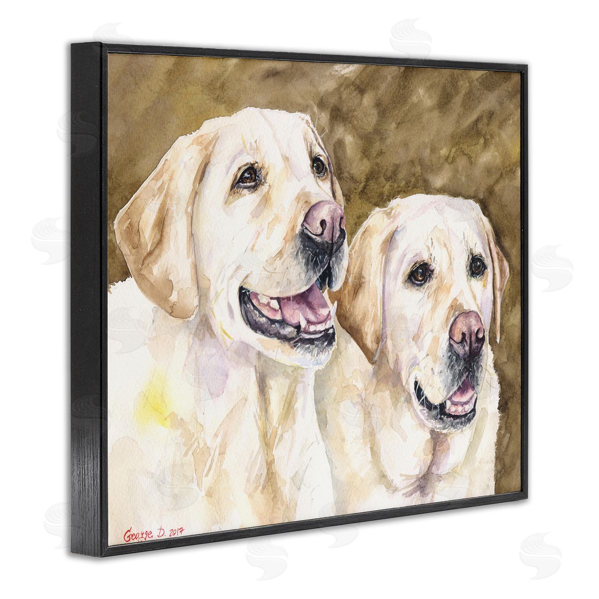 George Dyachenko Yellow Labrador Friends Pet Dogs Resting Black Framed Giclee Wall Art