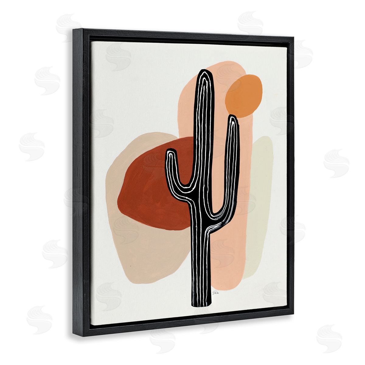 Patricia Pinto Western Terracotta Abstract Desert Cactus Plant Black Floater Frame Canvas Art