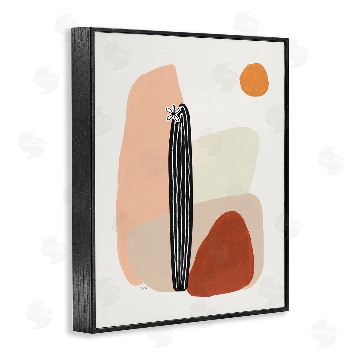 Patricia Pinto Brown Terracotta Landscape Desert Cactus Flower Black Framed Giclee Wall Art