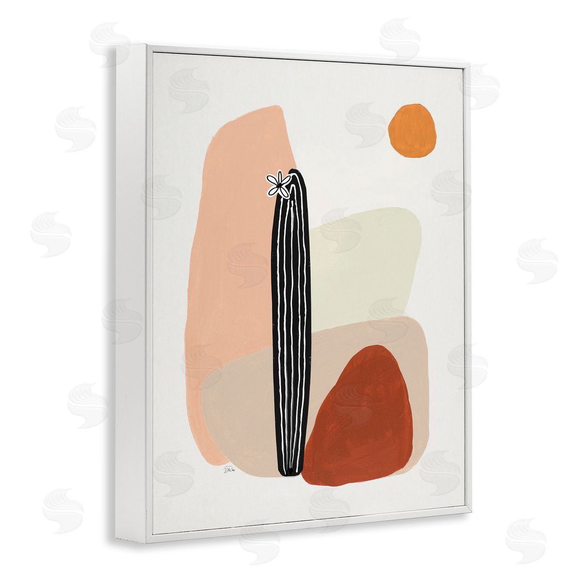 Patricia Pinto Brown Terracotta Landscape Desert Cactus Flower White Framed Giclee Wall Art