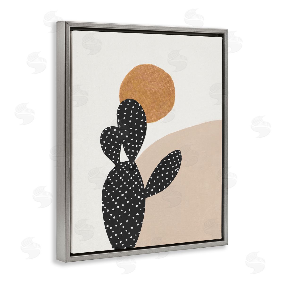 Patricia Pinto Prickly Pear Terracotta Abstract Landscape Desert Sun Gray Floater Frame Canvas Art