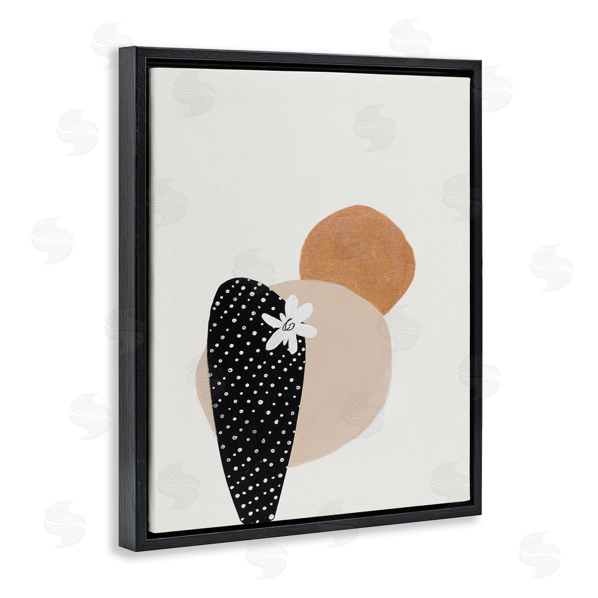 Patricia Pinto Floral Prickly Pear Cactus Terracotta Abstract  Black Floater Frame Canvas Art