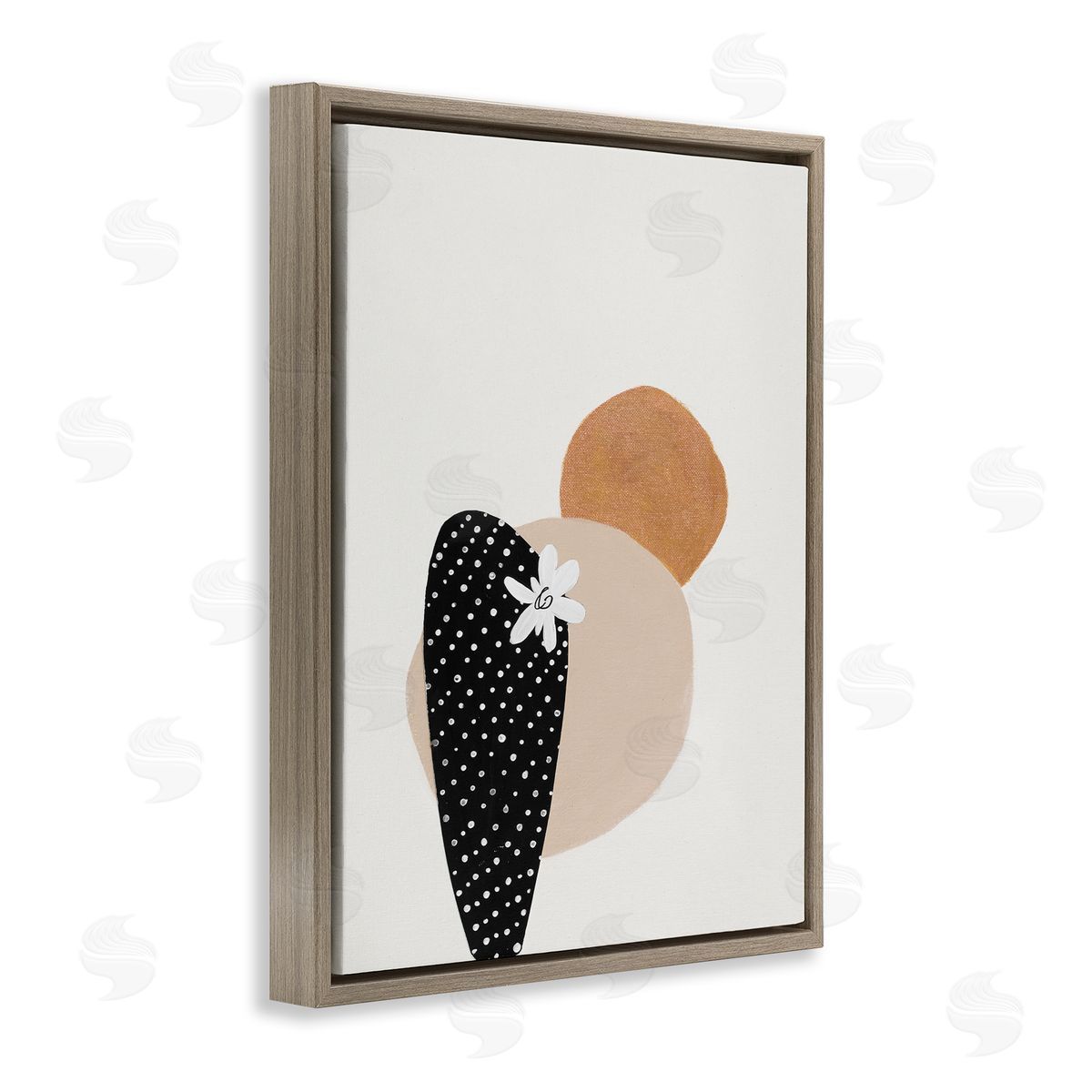 Patricia Pinto Floral Prickly Pear Cactus Terracotta Abstract  Brown Floater Frame Canvas Art