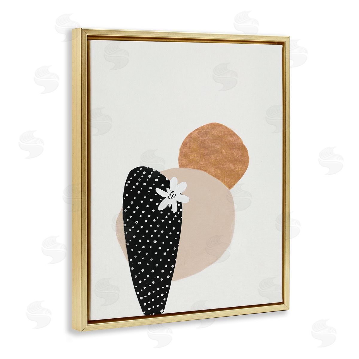 Patricia Pinto Floral Prickly Pear Cactus Terracotta Abstract  Gold Floater Frame Canvas Art