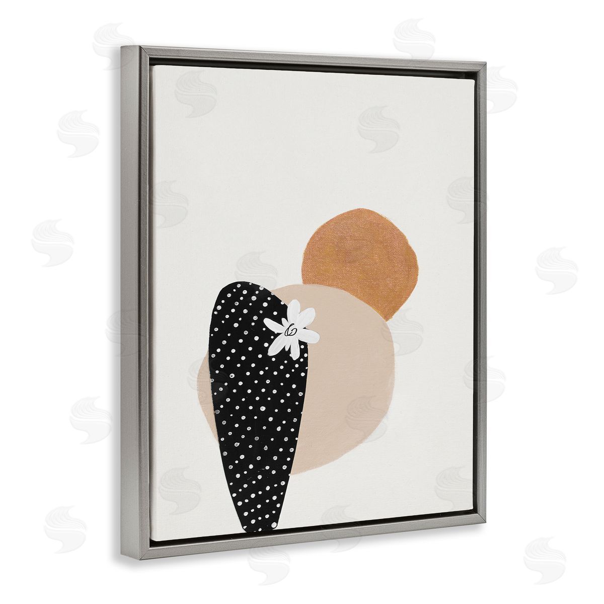Patricia Pinto Floral Prickly Pear Cactus Terracotta Abstract  Gray Floater Frame Canvas Art
