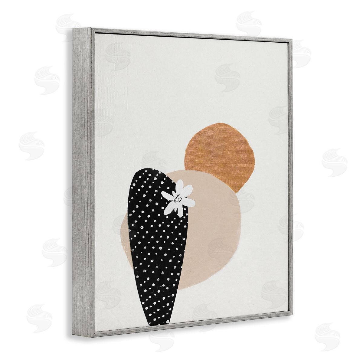 Patricia Pinto Floral Prickly Pear Cactus Terracotta Abstract  Gray Framed Giclee Wall Art