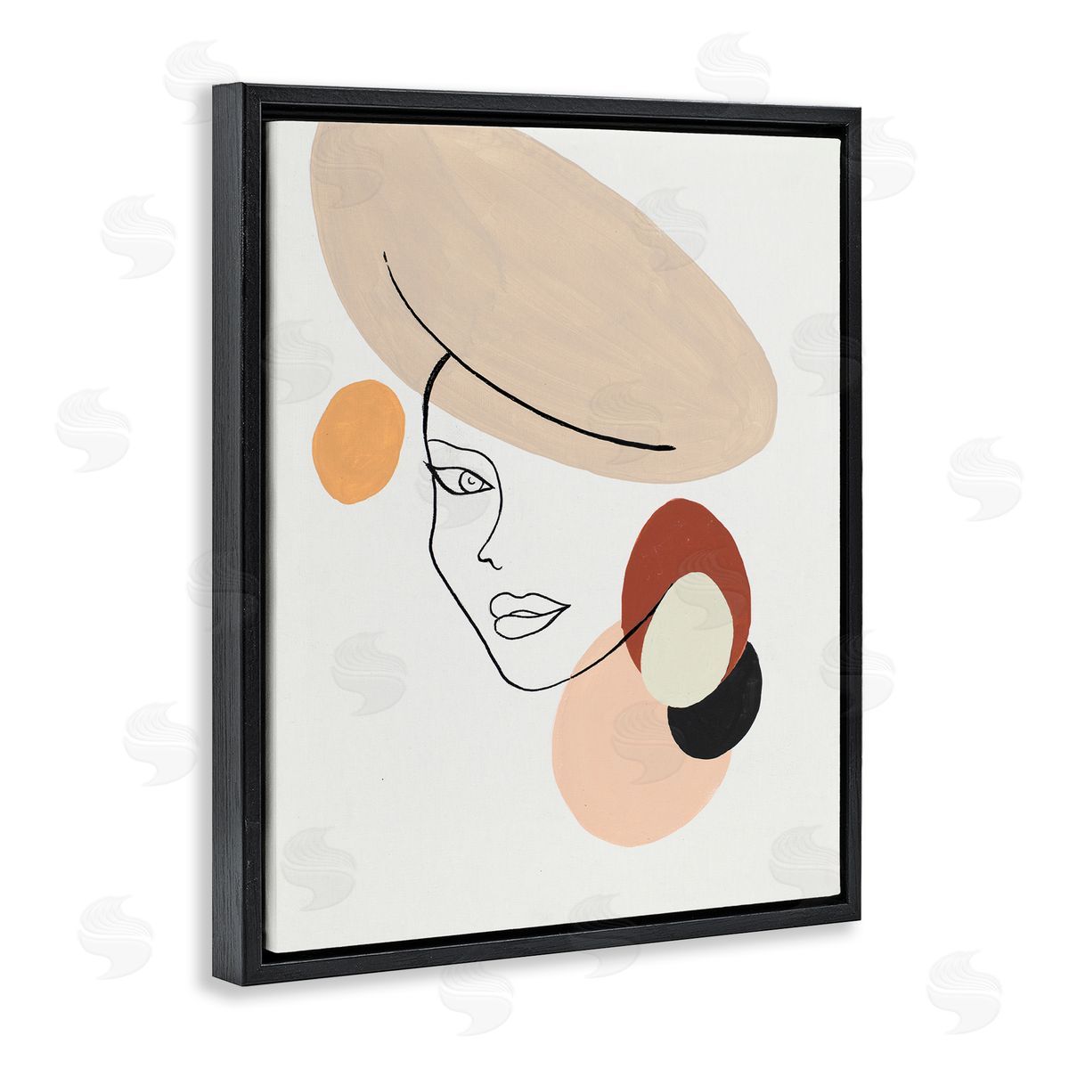 Patricia Pinto Fashion Female Portrait Terracotta Abstract Shapes Black Floater Frame Canvas Art