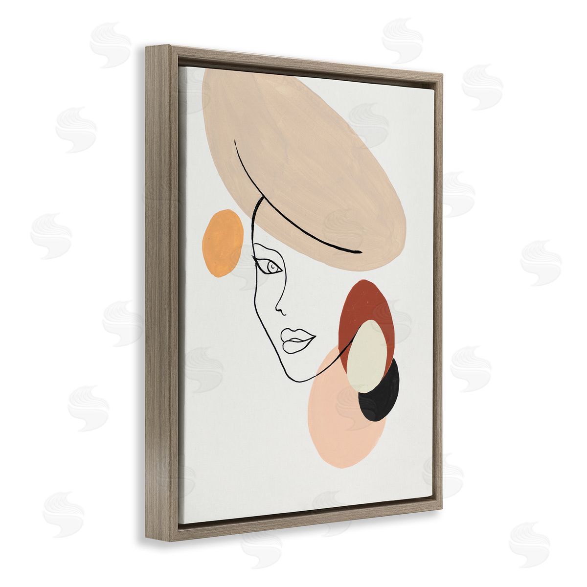 Patricia Pinto Fashion Female Portrait Terracotta Abstract Shapes Brown Floater Frame Canvas Art