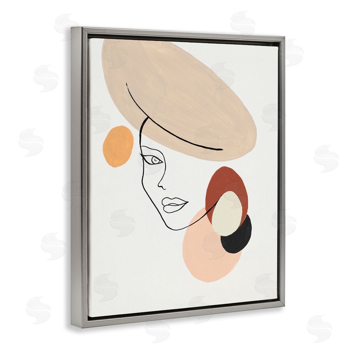 Patricia Pinto Fashion Female Portrait Terracotta Abstract Shapes Gray Floater Frame Canvas Art