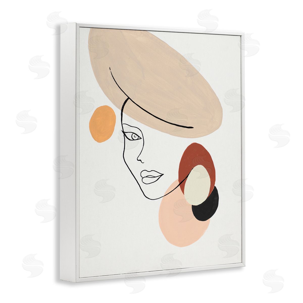 Patricia Pinto Fashion Female Portrait Terracotta Abstract Shapes White Framed Giclee Wall Art