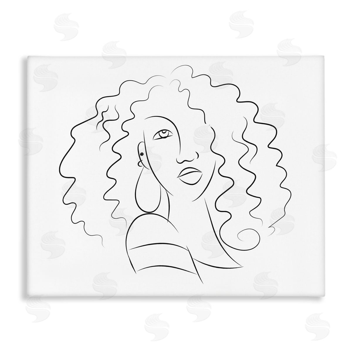 Deidre Mosher Female Line Portrait Curly Hair Fashion Detail Canvas Wall Art