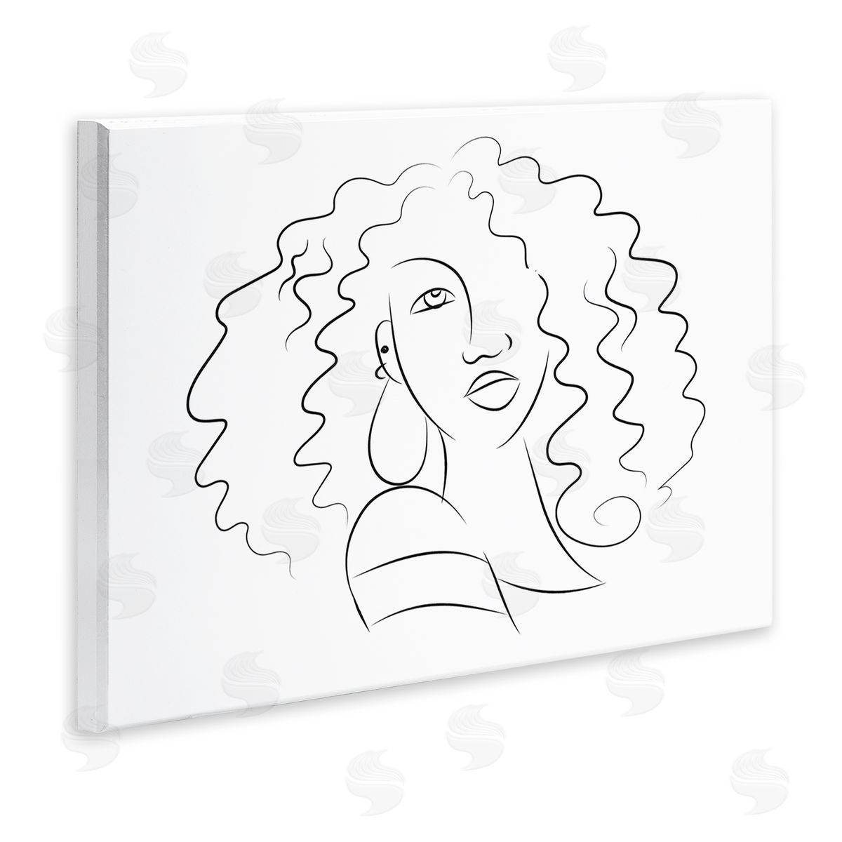 Deidre Mosher Female Line Portrait Curly Hair Fashion Detail Wall Plaque Art