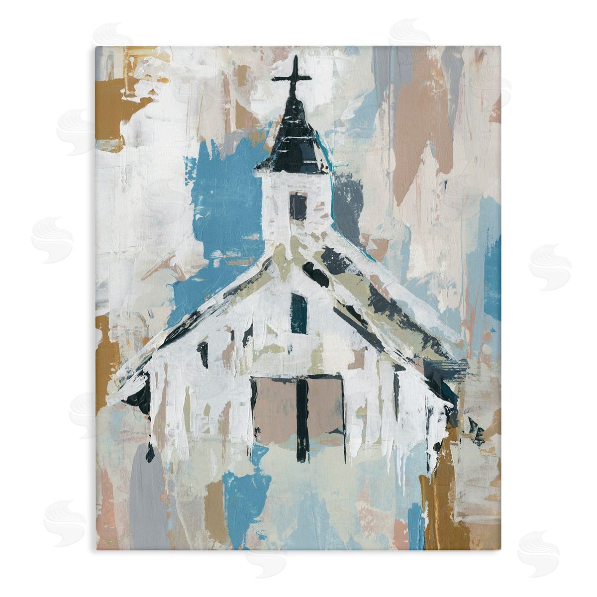Distressed Country Church Abstract Canvas Wall Art, Home Decor by Annie Warren