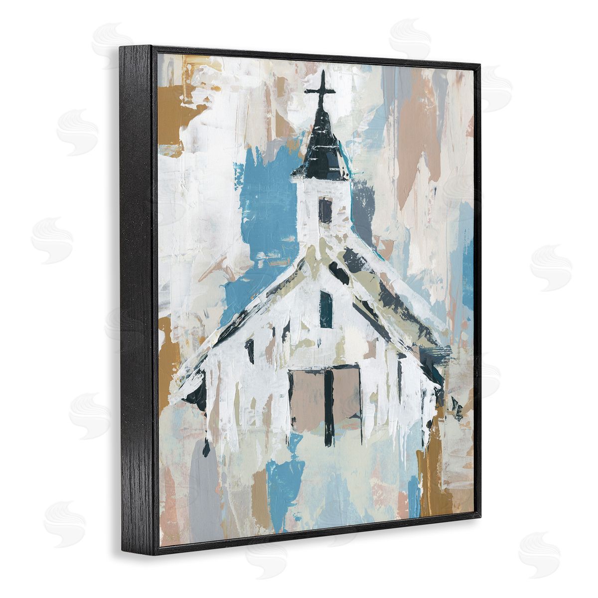 Distressed Country Church Abstract Black Frame Print Wall Art, Home Decor by Annie Warren