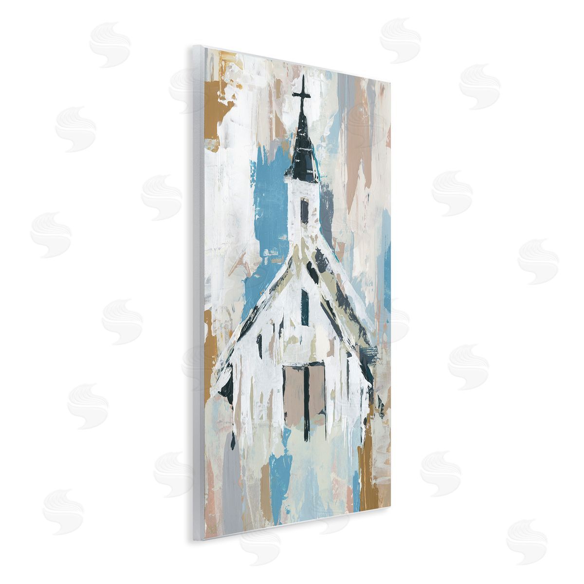 Distressed Country Church Abstract Wood Plaque Wall Art, Home Decor by Annie Warren