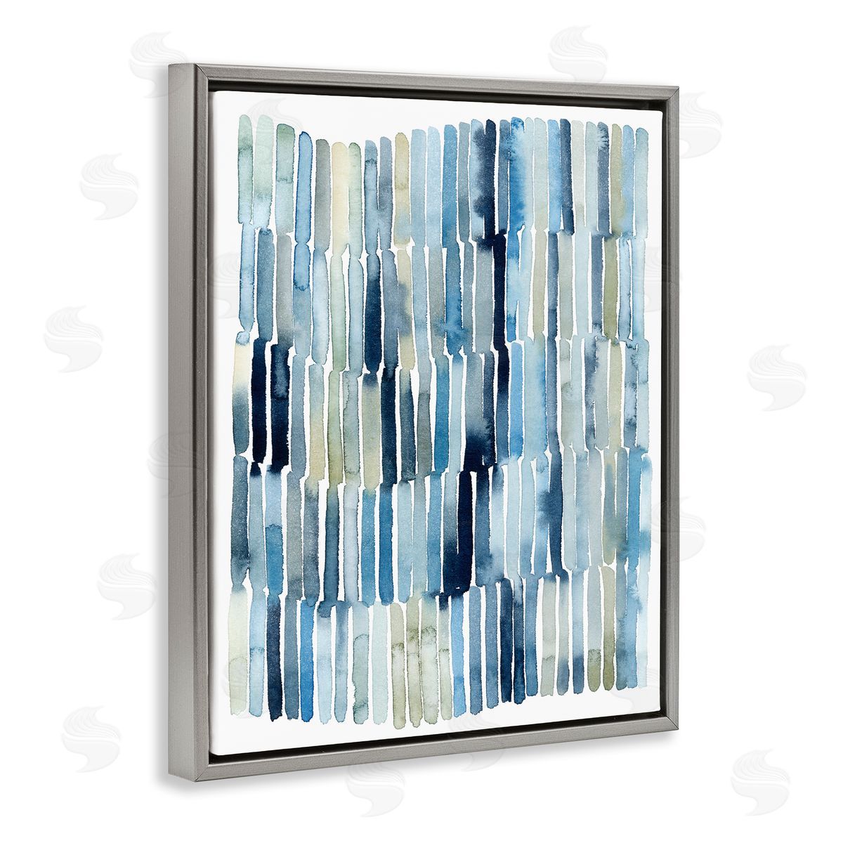 Grace Popp Nautical Inspired Abstraction Blue Beige Blocked Lines Gray Floater Frame Canvas Art