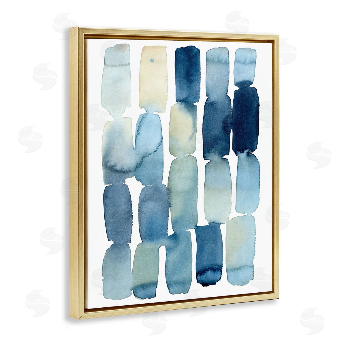Grace Popp Beach Inspired Abstraction Watercolor Block Shapes Gold Floater Frame Canvas Art