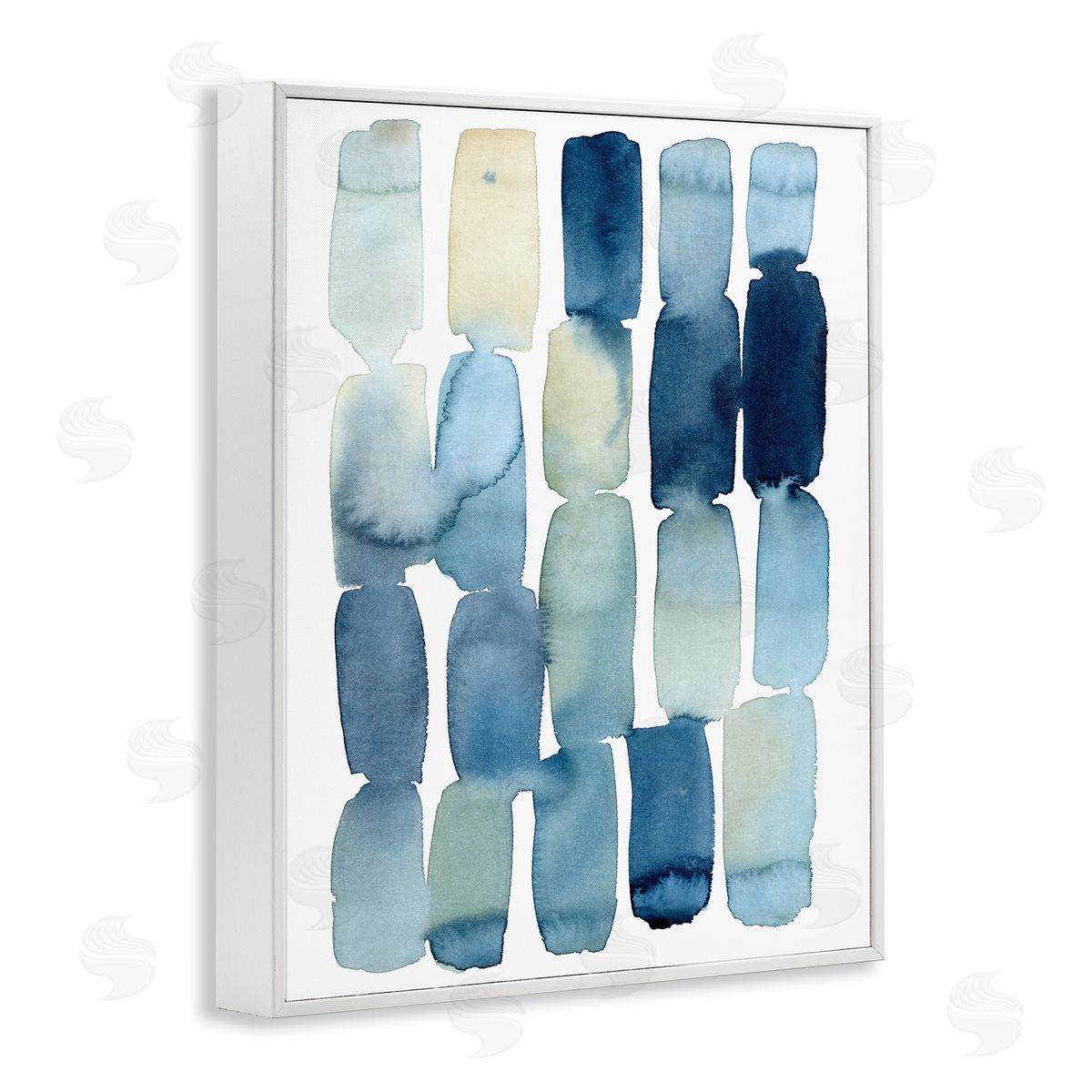 Grace Popp Beach Inspired Abstraction Watercolor Block Shapes White Framed Giclee Wall Art