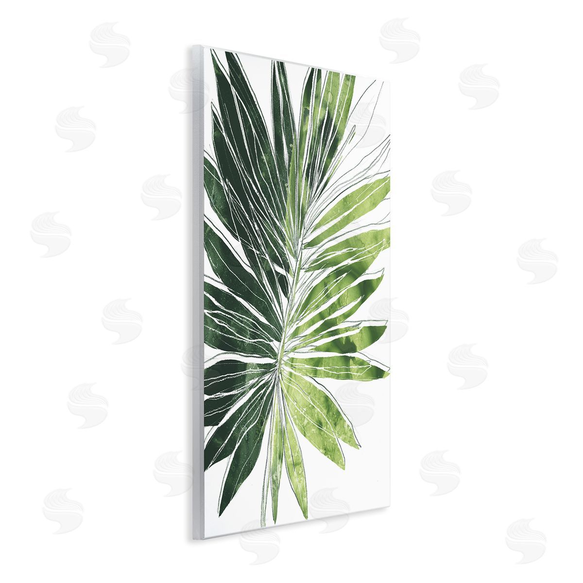 June Erica Vess Green Pop Palm Leaves Expressive Linework Wall Plaque Art