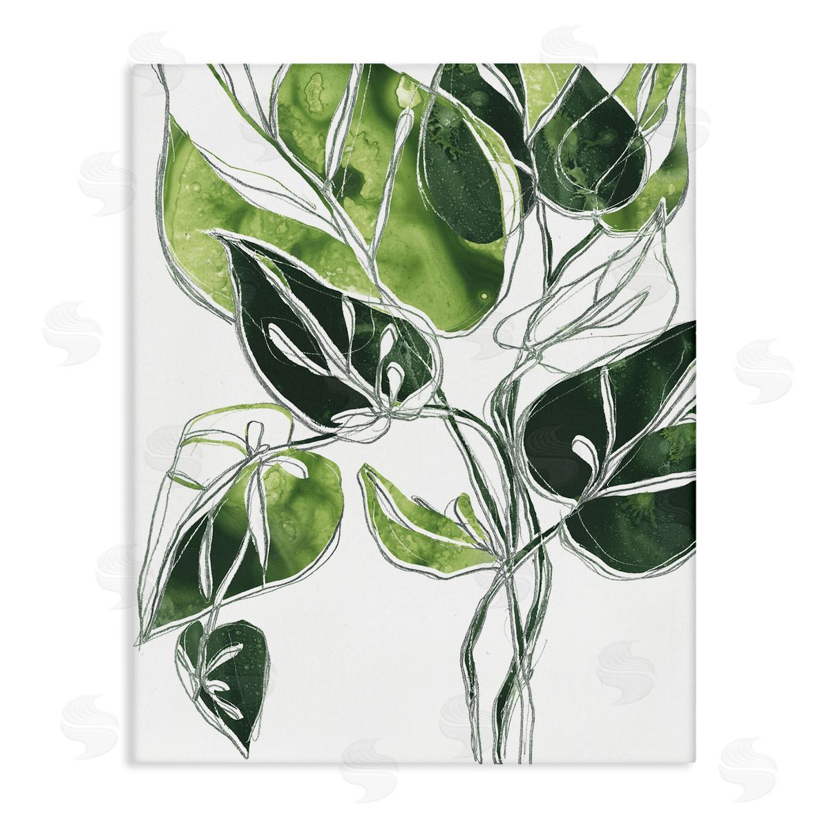 June Erica Vess Intricate Palm Vines Unique Green Leaves Canvas Wall Art