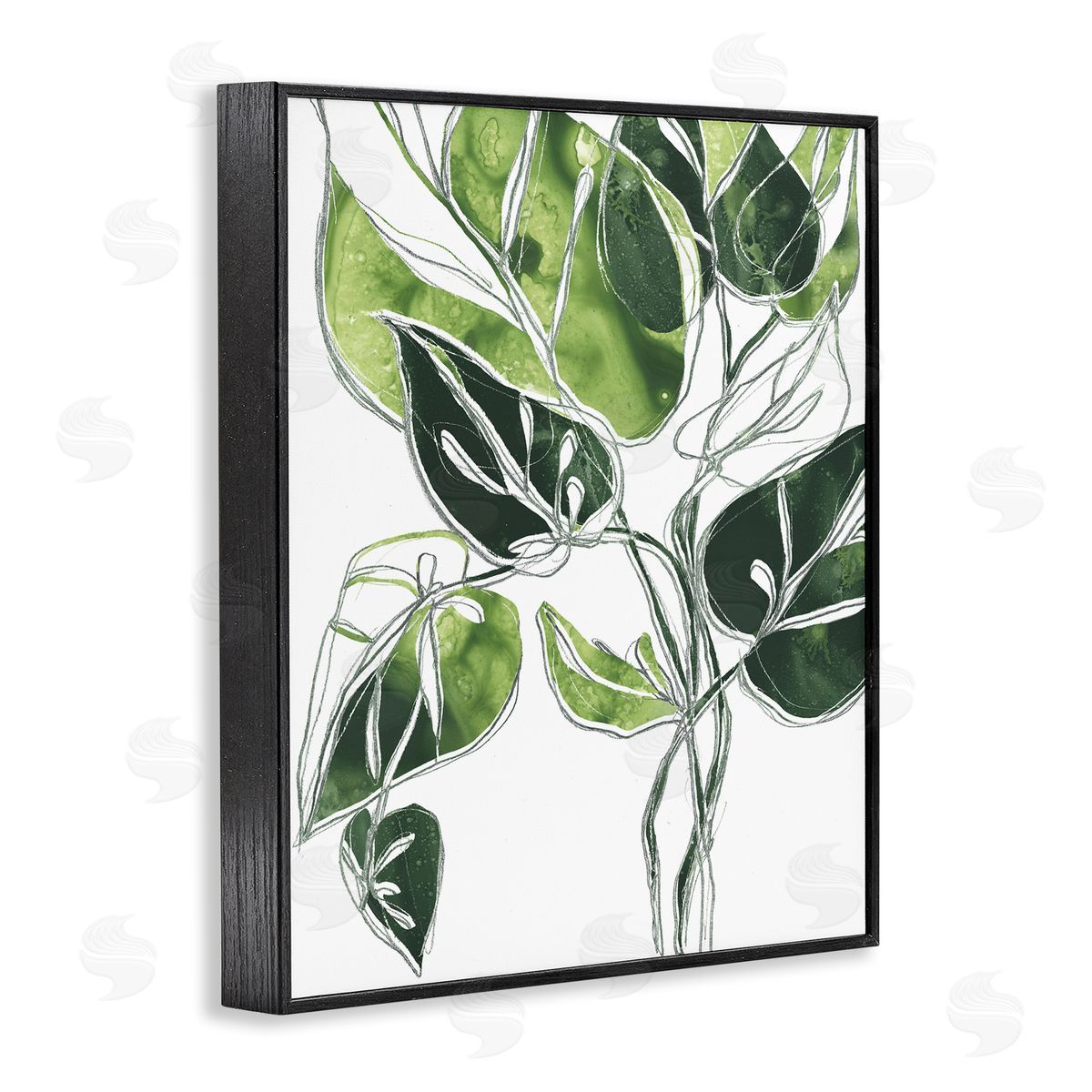 June Erica Vess Intricate Palm Vines Unique Green Leaves Black Framed Giclee Wall Art