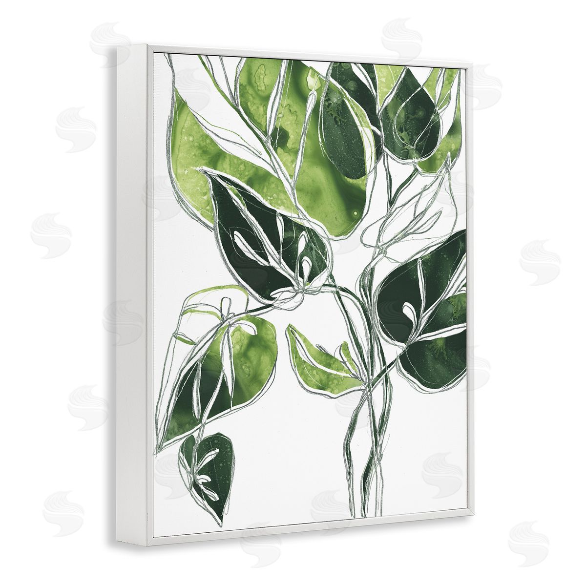 June Erica Vess Intricate Palm Vines Unique Green Leaves White Framed Giclee Wall Art