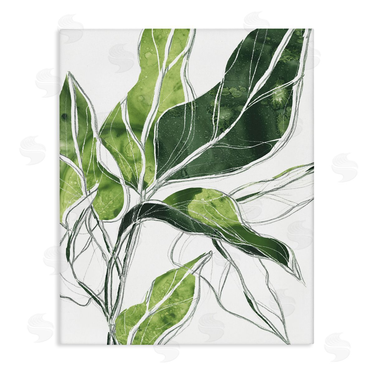 Expressive Palm Leaf Linework Canvas Wall Art, Home Decor by June Erica Vess