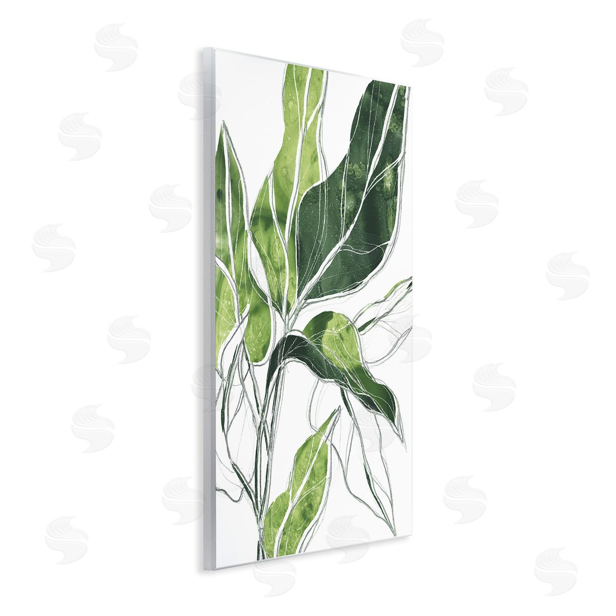 Expressive Palm Leaf Linework Wood Plaque Wall Art, Home Decor by June Erica Vess