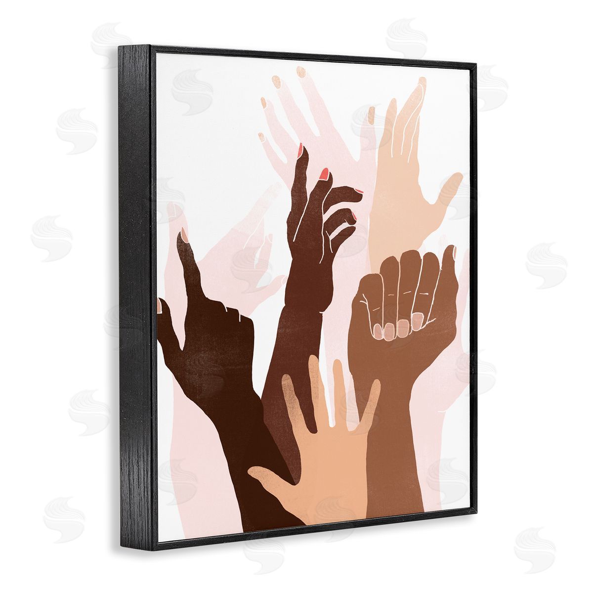 June Erica Vess Arms Reaching and Rising Diverse Hand Gestures Black Framed Giclee Wall Art