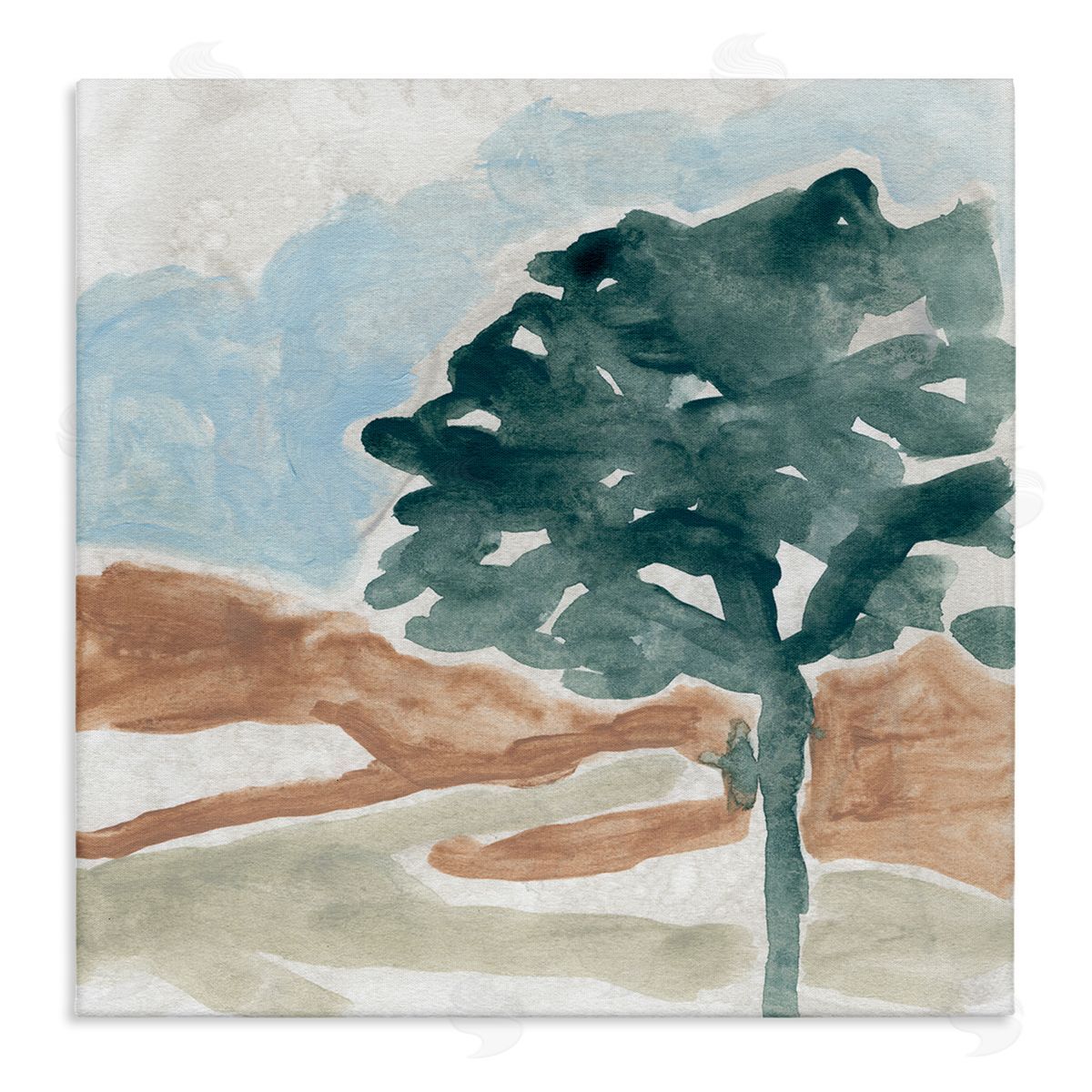 June Erica Vess Tree by Mountains Landscape Soft Shape Abstract Canvas Wall Art