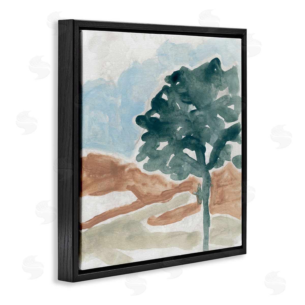 June Erica Vess Tree by Mountains Landscape Soft Shape Abstract Black Floater Frame Canvas Art
