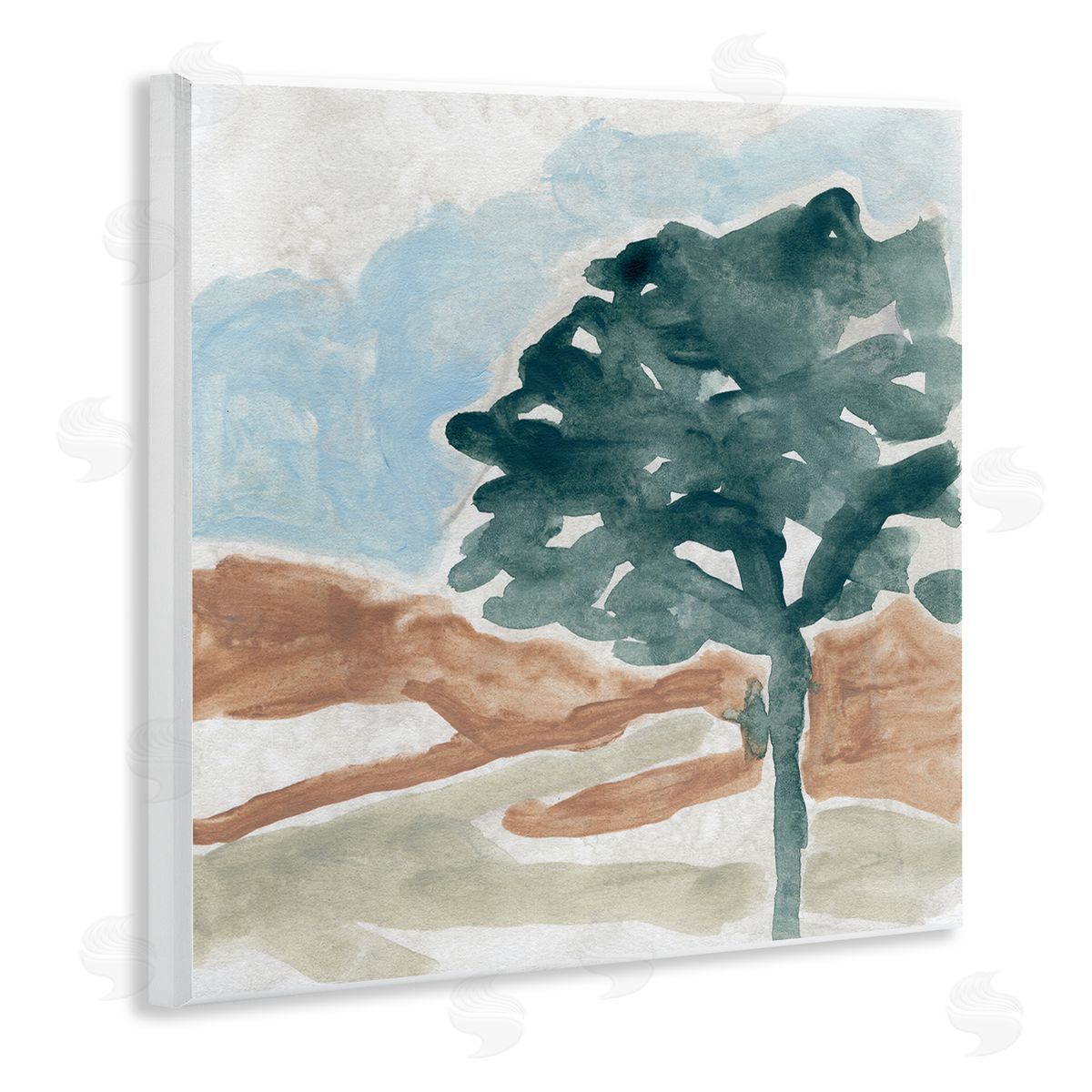 June Erica Vess Tree by Mountains Landscape Soft Shape Abstract Wall Plaque Art