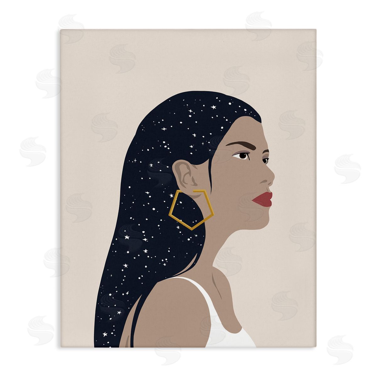 Annie Warren Female With Earring Abstract Star Constellation Hair Canvas Wall Art