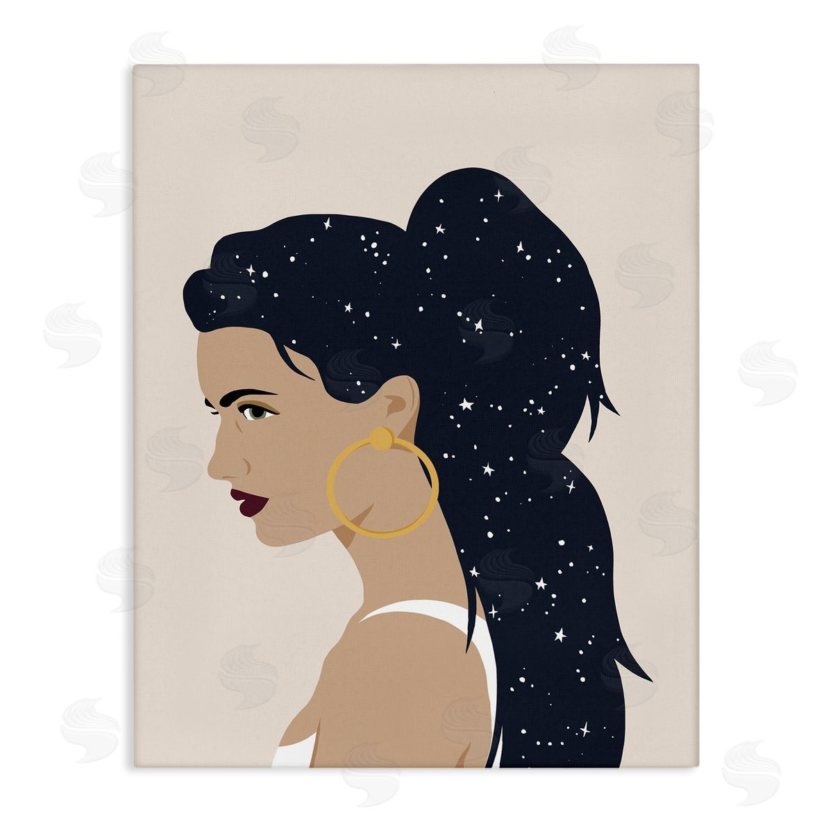 Annie Warren Stars in Hair Glam Female Portrait Constellations Canvas Wall Art