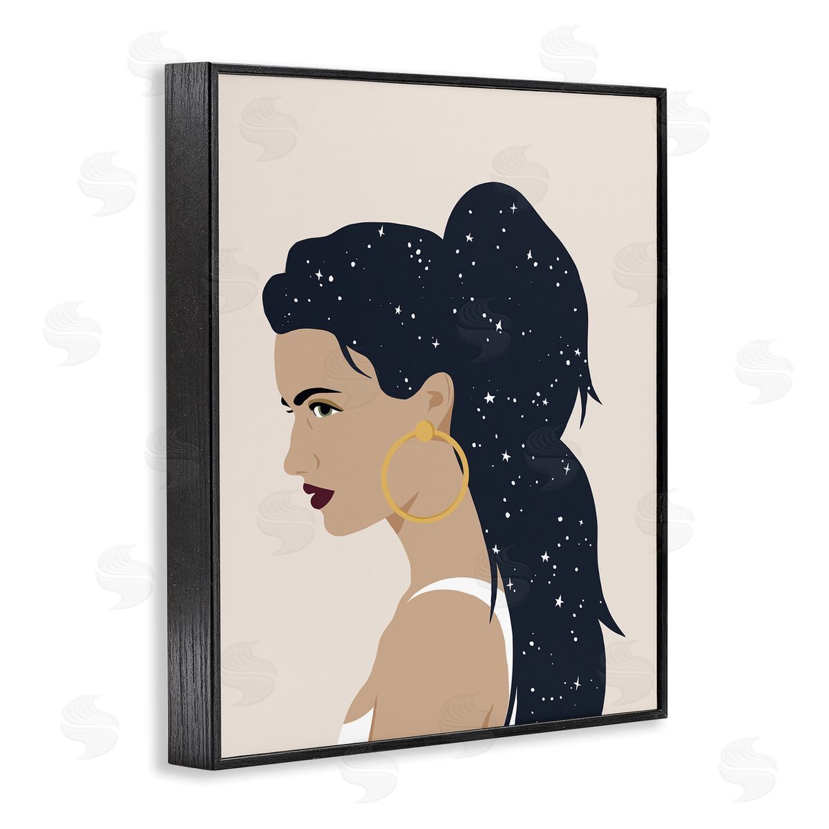 Annie Warren Stars in Hair Glam Female Portrait Constellations Black Framed Giclee Wall Art