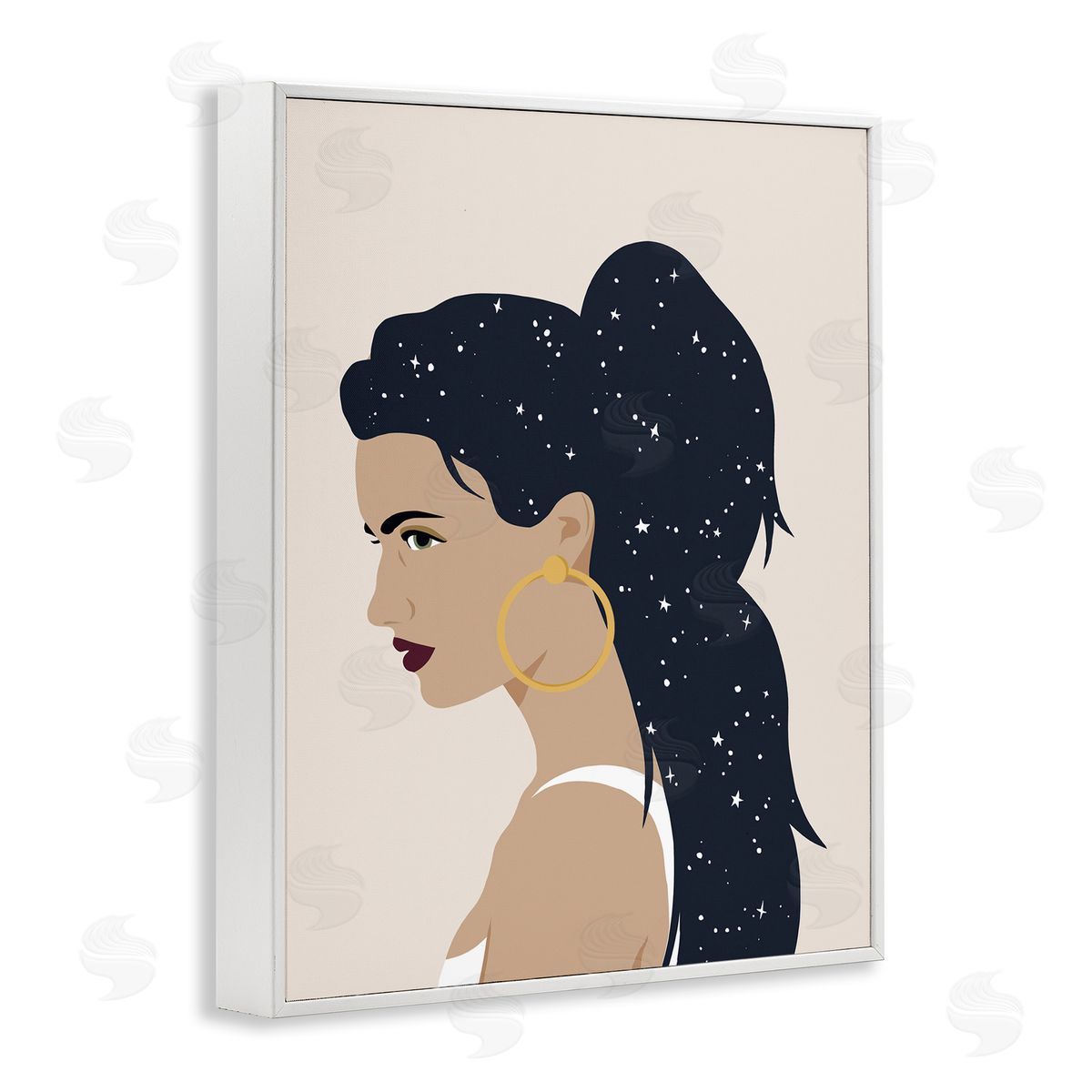 Annie Warren Stars in Hair Glam Female Portrait Constellations White Framed Giclee Wall Art