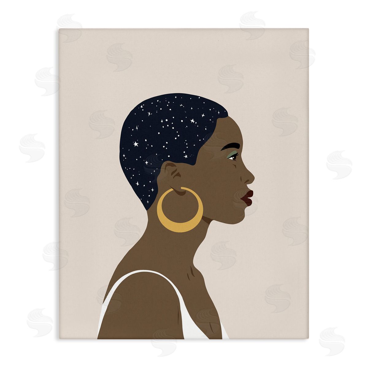 Annie Warren Night Sky Constellation Hairstyle Glam Female Portrait Canvas Wall Art