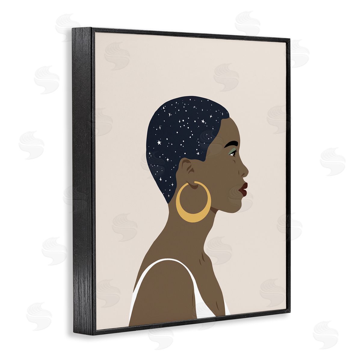Annie Warren Night Sky Constellation Hairstyle Glam Female Portrait Black Framed Giclee Wall Art