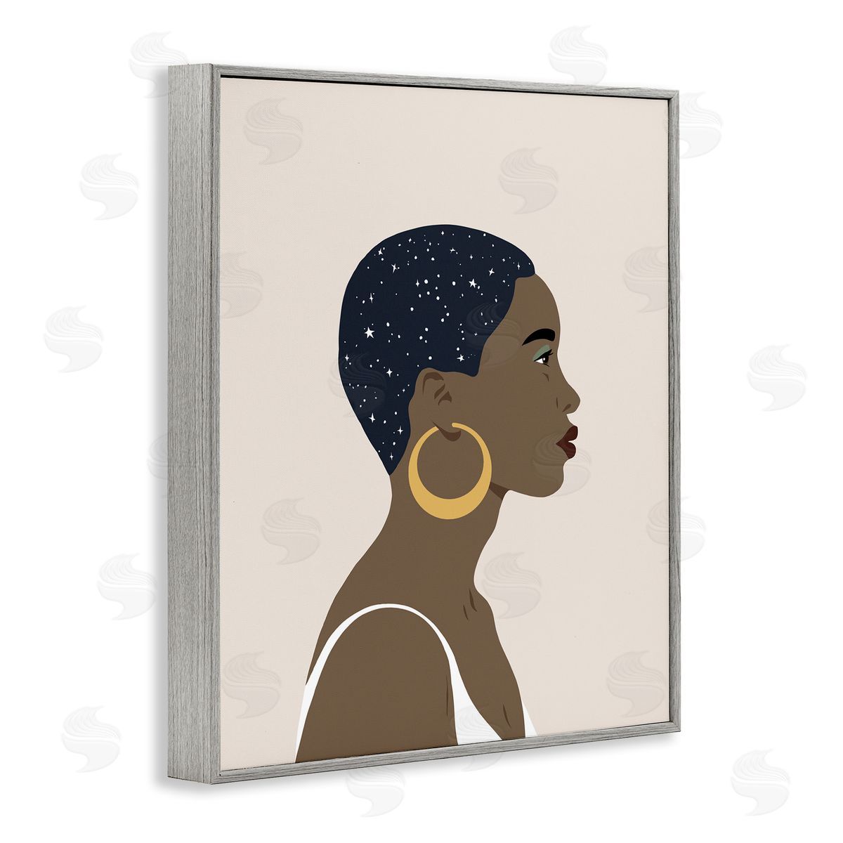 Annie Warren Night Sky Constellation Hairstyle Glam Female Portrait Gray Framed Giclee Wall Art