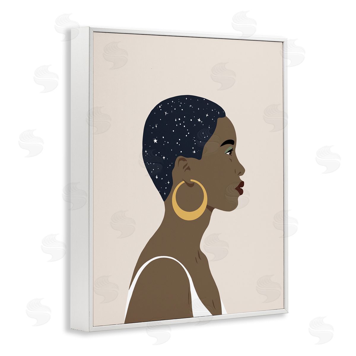 Annie Warren Night Sky Constellation Hairstyle Glam Female Portrait White Framed Giclee Wall Art